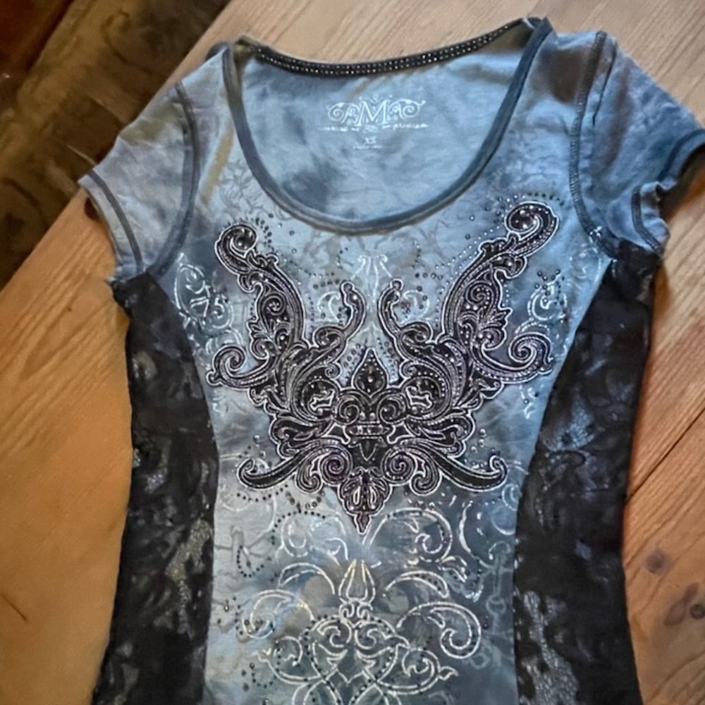 Tye dyed lace and Gem T-shirt.